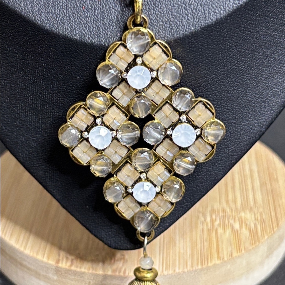 Baublebar Gold Tone Rhinestone Tassel Long Necklace - Picture 4 of 8